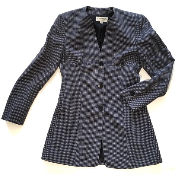 Giorgio Armani Polka Dot Blazer-Blue Women’s Sz 4 - Picture 1 of 8